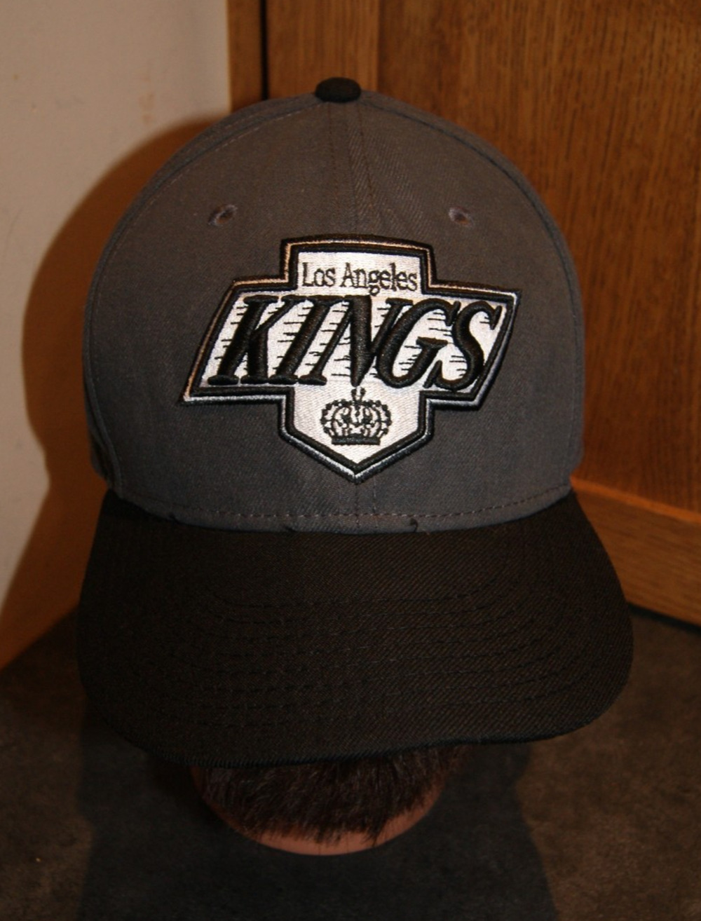 Los Angeles Kings Gray Black New Era Fitted 7 5/8 Hat Cap Vintage Hockey 59Fifty